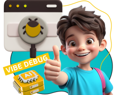 Тестирование & Vibe Debug. Охотники за багами - КИБЕРшкола программирования для детей, компьютерные курсы для школьников, начинающих и подростков - KIBERone г. Владимир